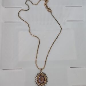 Signed By Ann Tylor Vintage and Purple Pendant Necklace Adjusta 20"-22"
